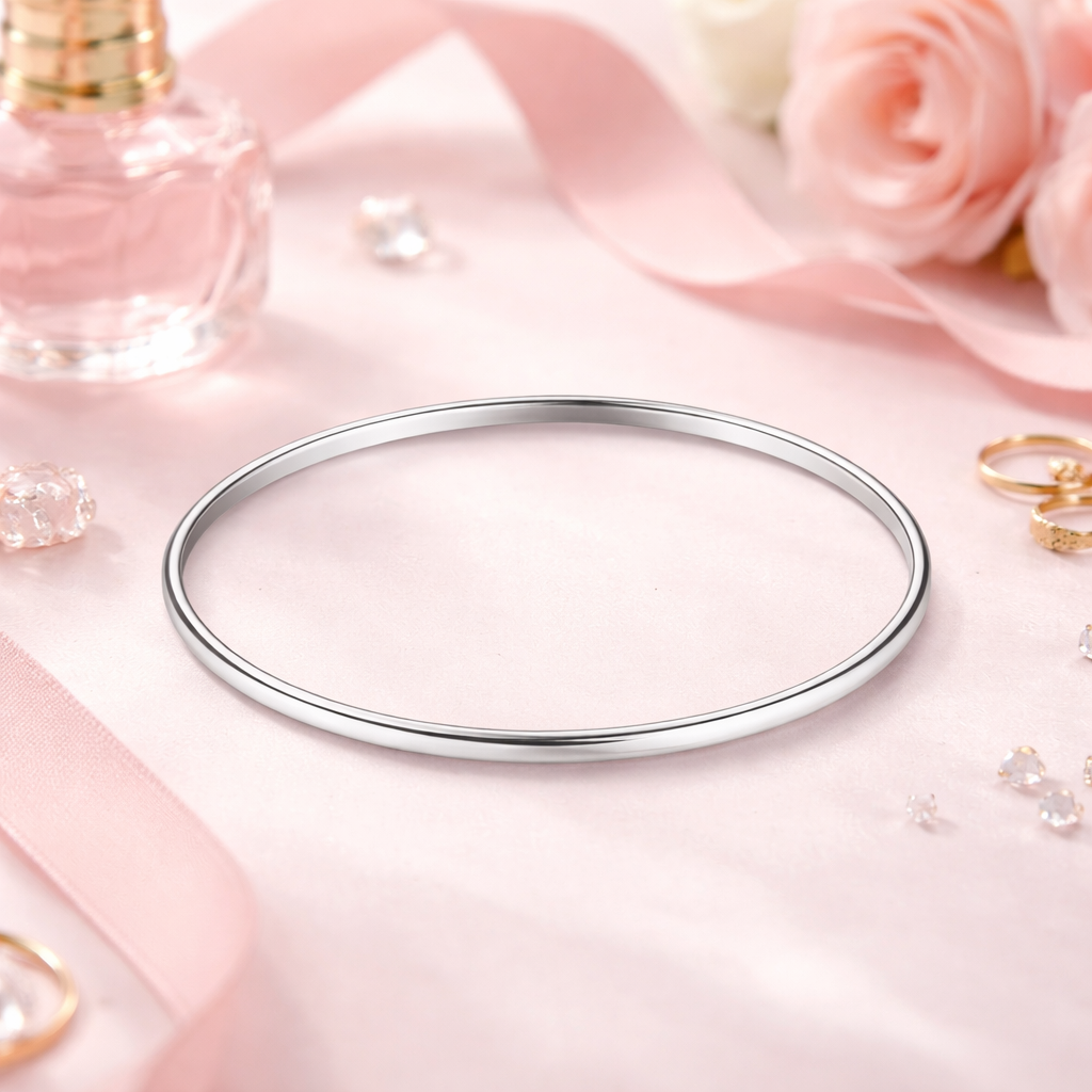 Bracelet Jonc Minimaliste en Argent 925 Rhodié