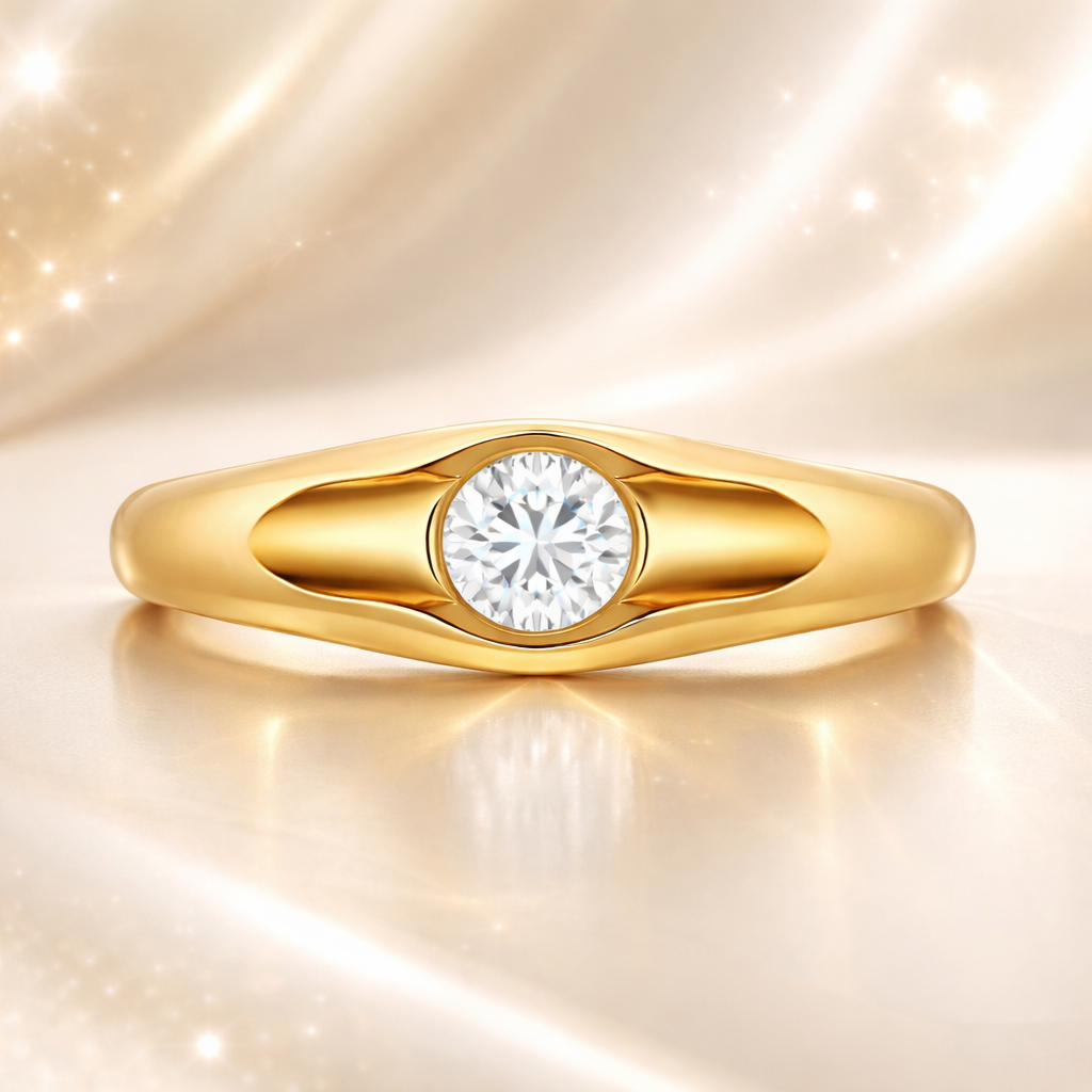 Bague Fine Plaqué Or 18 Carats & Zirconium – Élégance Minimaliste