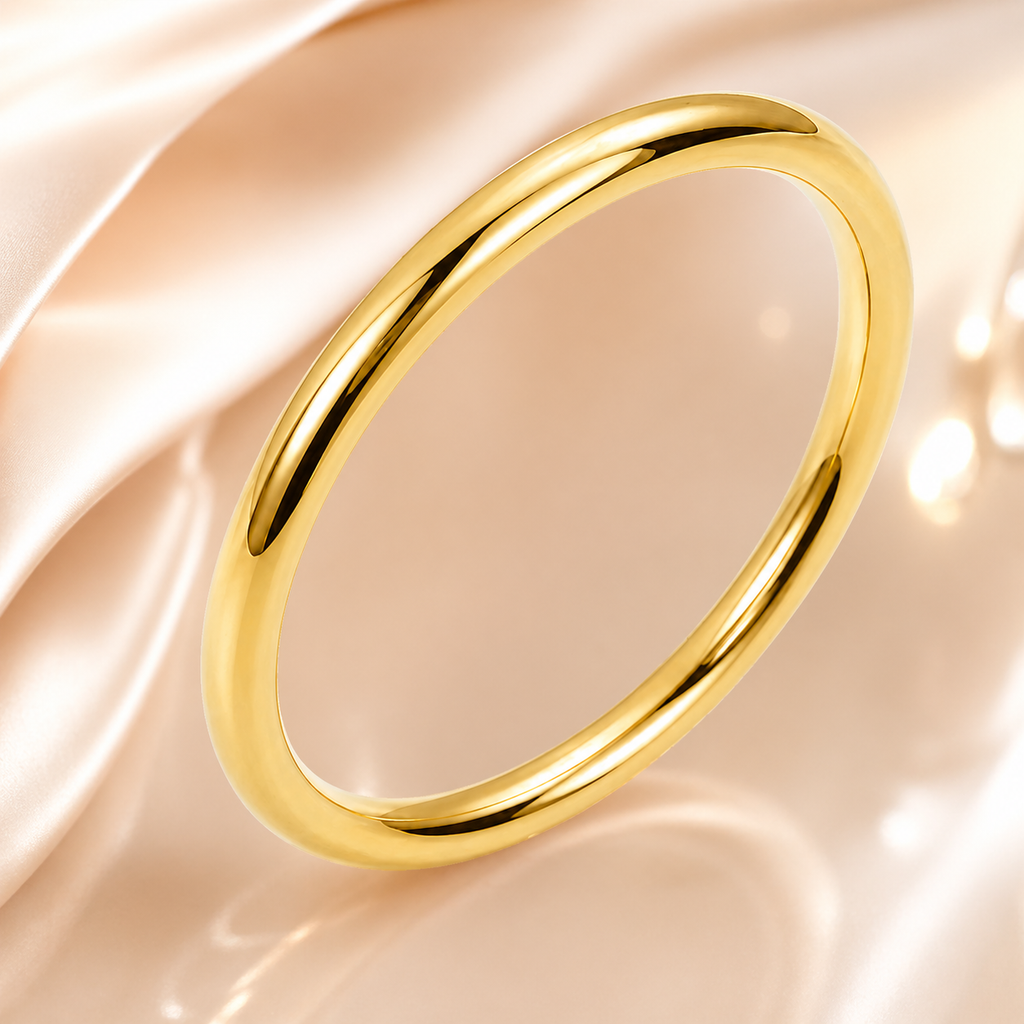 Alliance ronde en plaqué or 18 carats – 2 mm