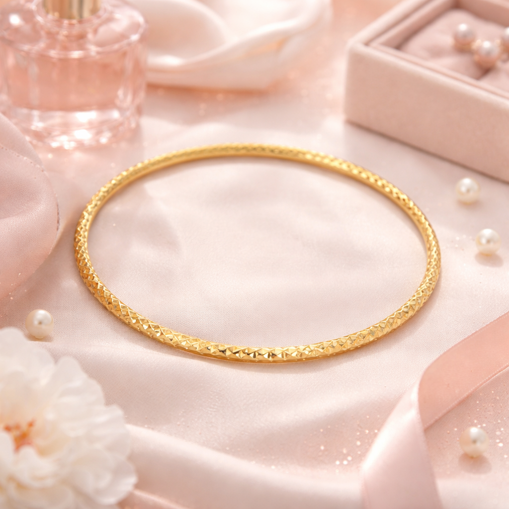 Bracelet Jonc Texturé Plaqué Or 18 Carats