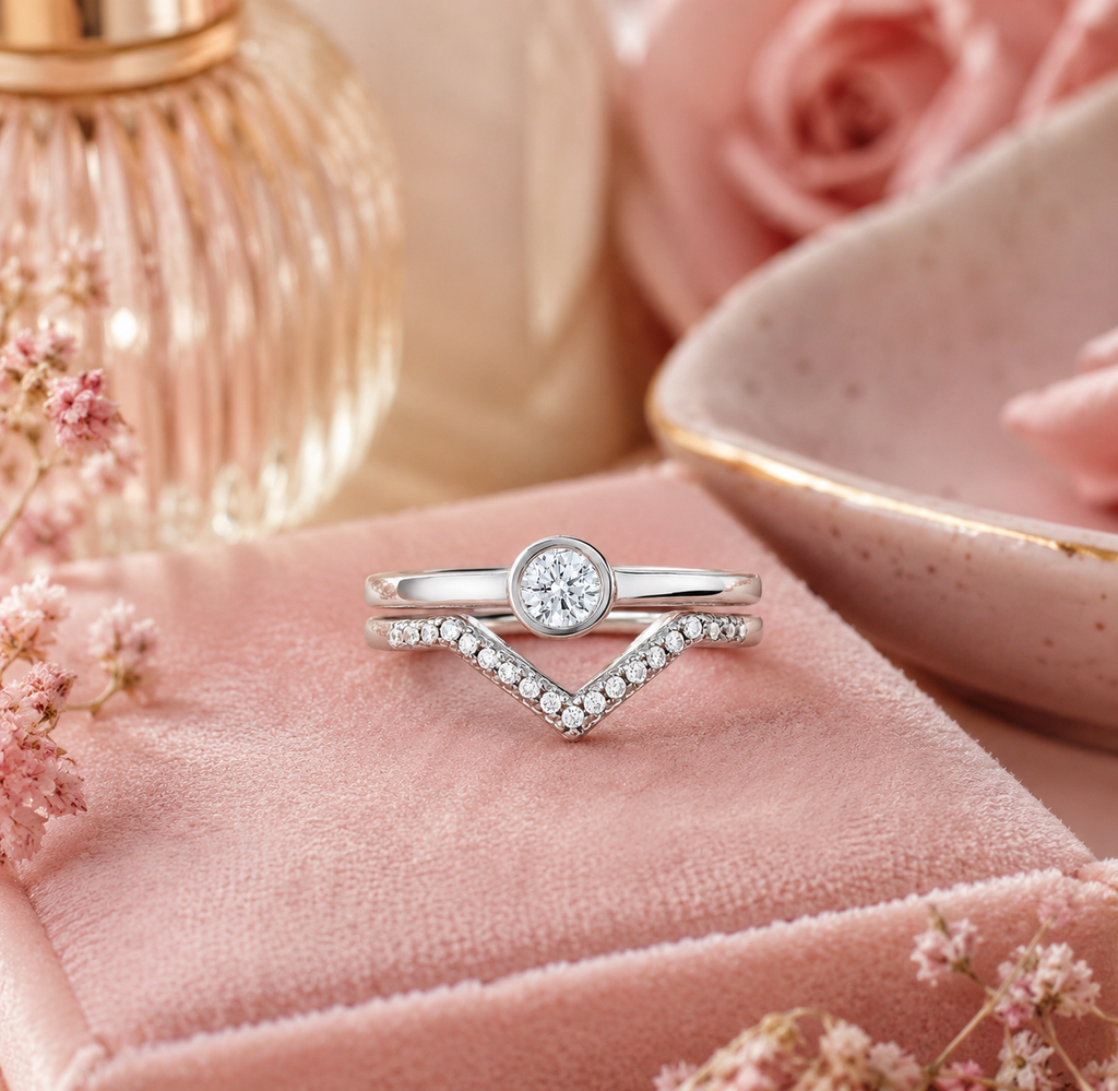 Bague Double Élégance Argent 925 Rhodié & Zirconiums