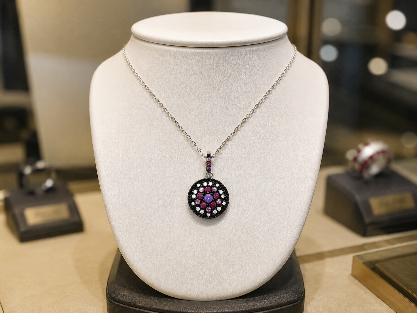 Collier Argent 925 Rhodié & Zirconiums Multicolores