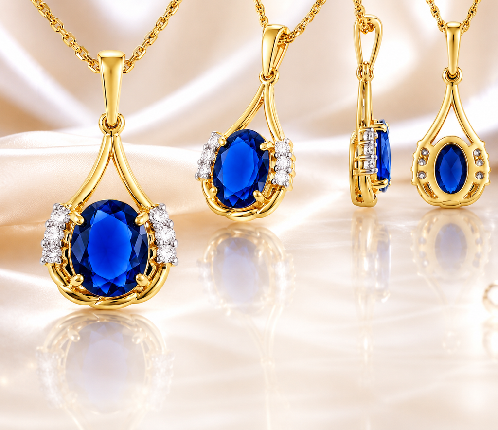 Collier Saphira Bleu – Plaqué Or Jaune 18 Carats