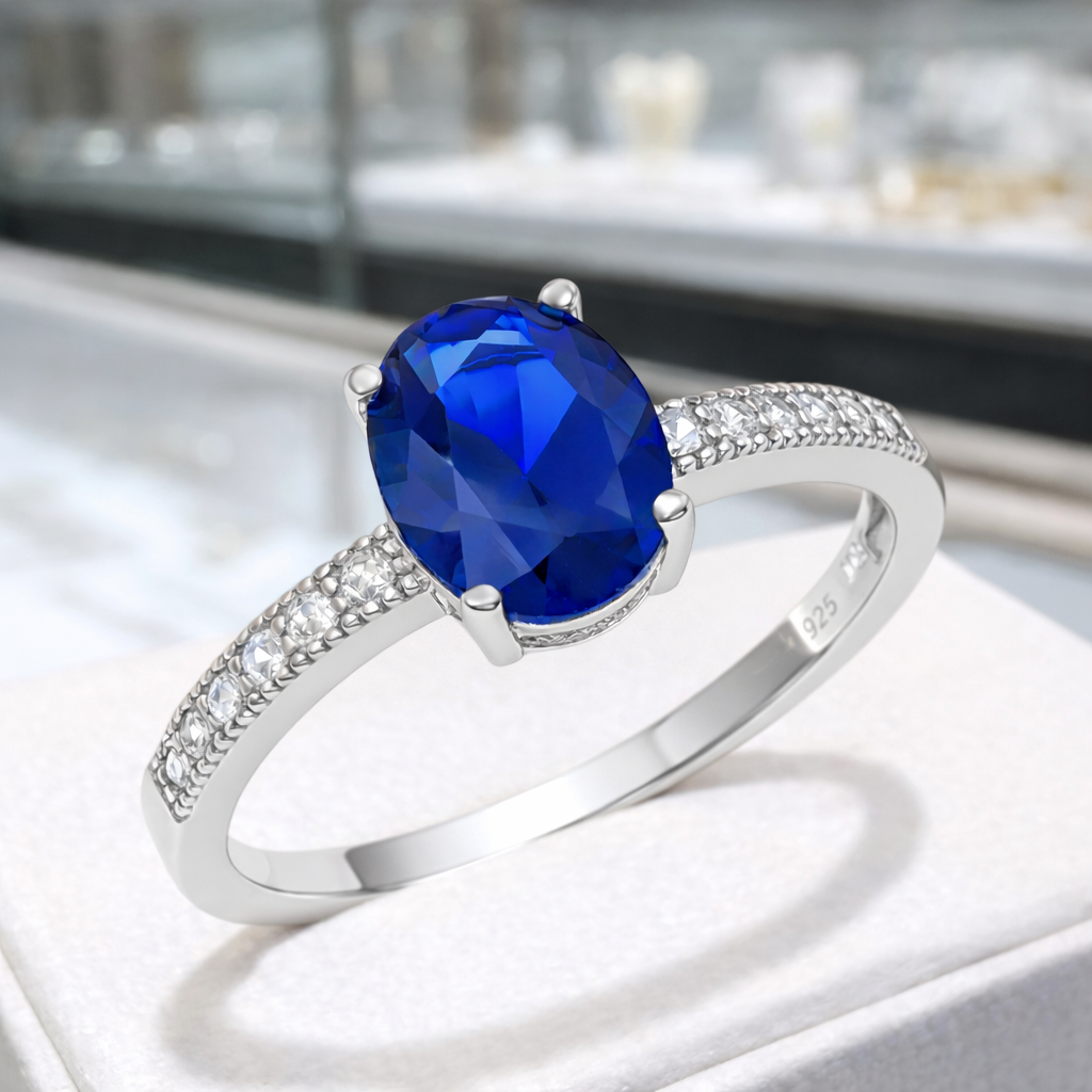 Bague Élégance Bleu Saphir – Argent 925 Rhodié
