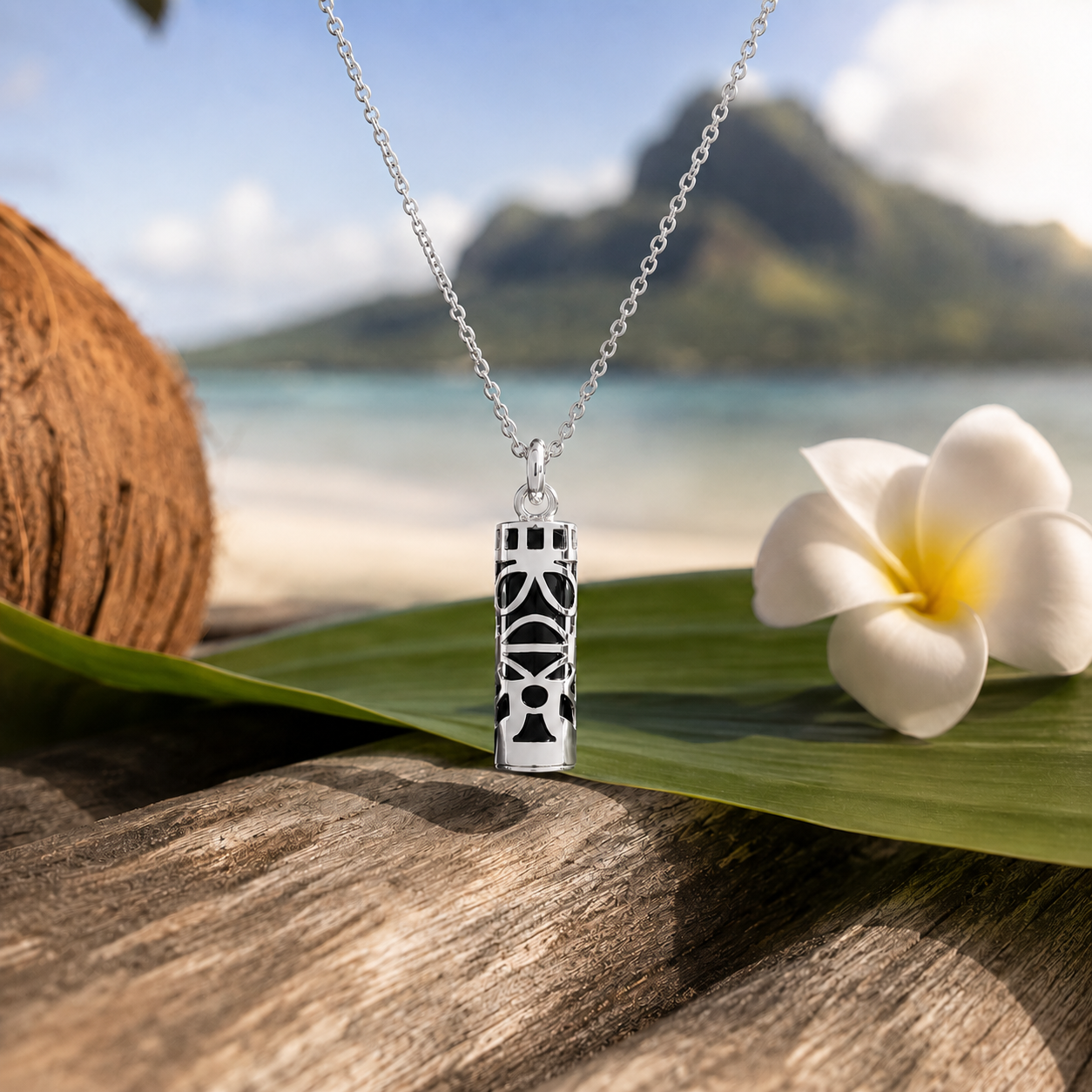 Collier Grand Tiki en Argent 925 & onyx noir – Mixte