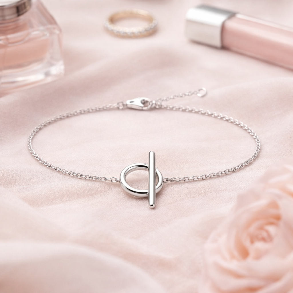 Bracelet anneau & barre – Argent 925 rhodié