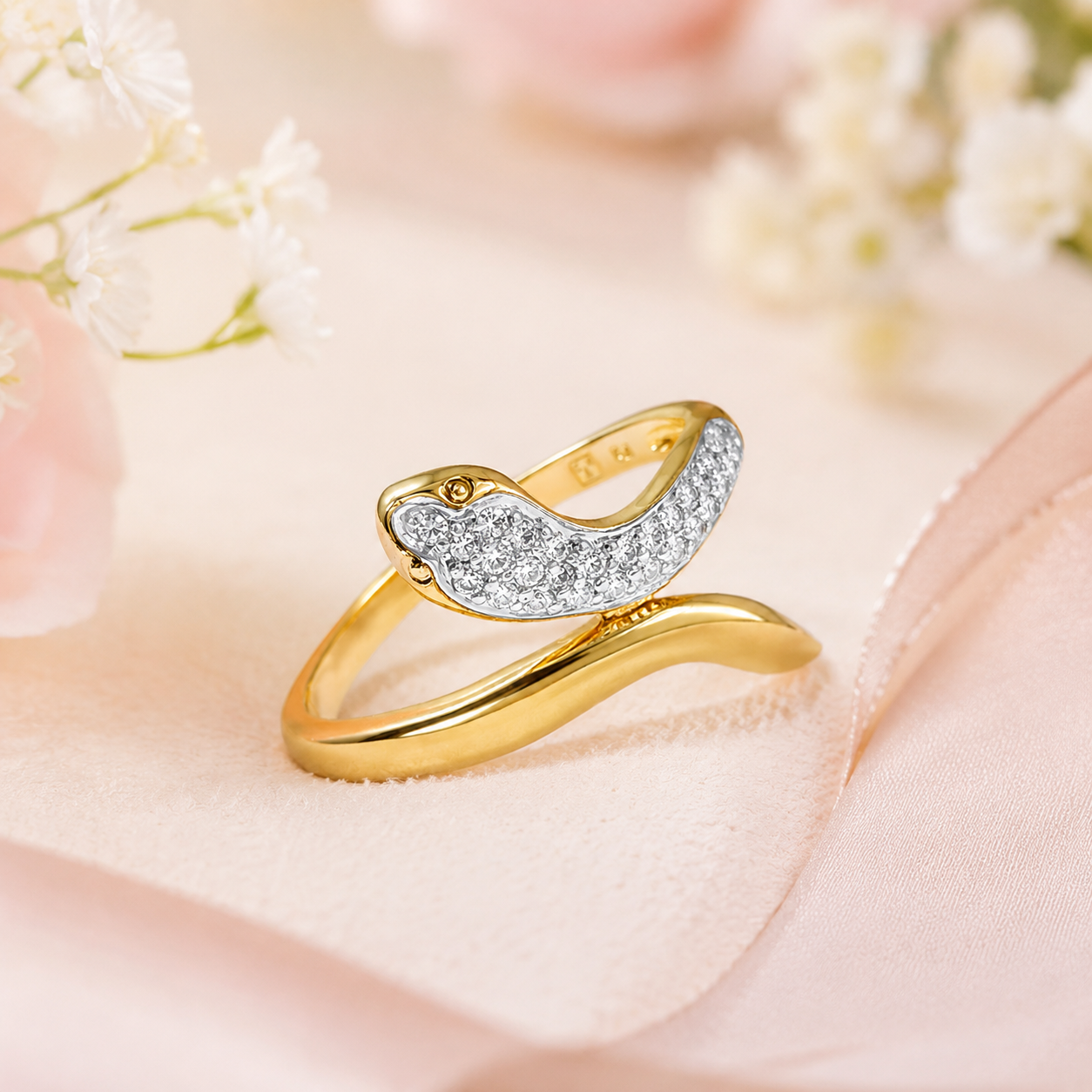 Bague Serpent – Plaqué Or 18 Carats & Zirconiums