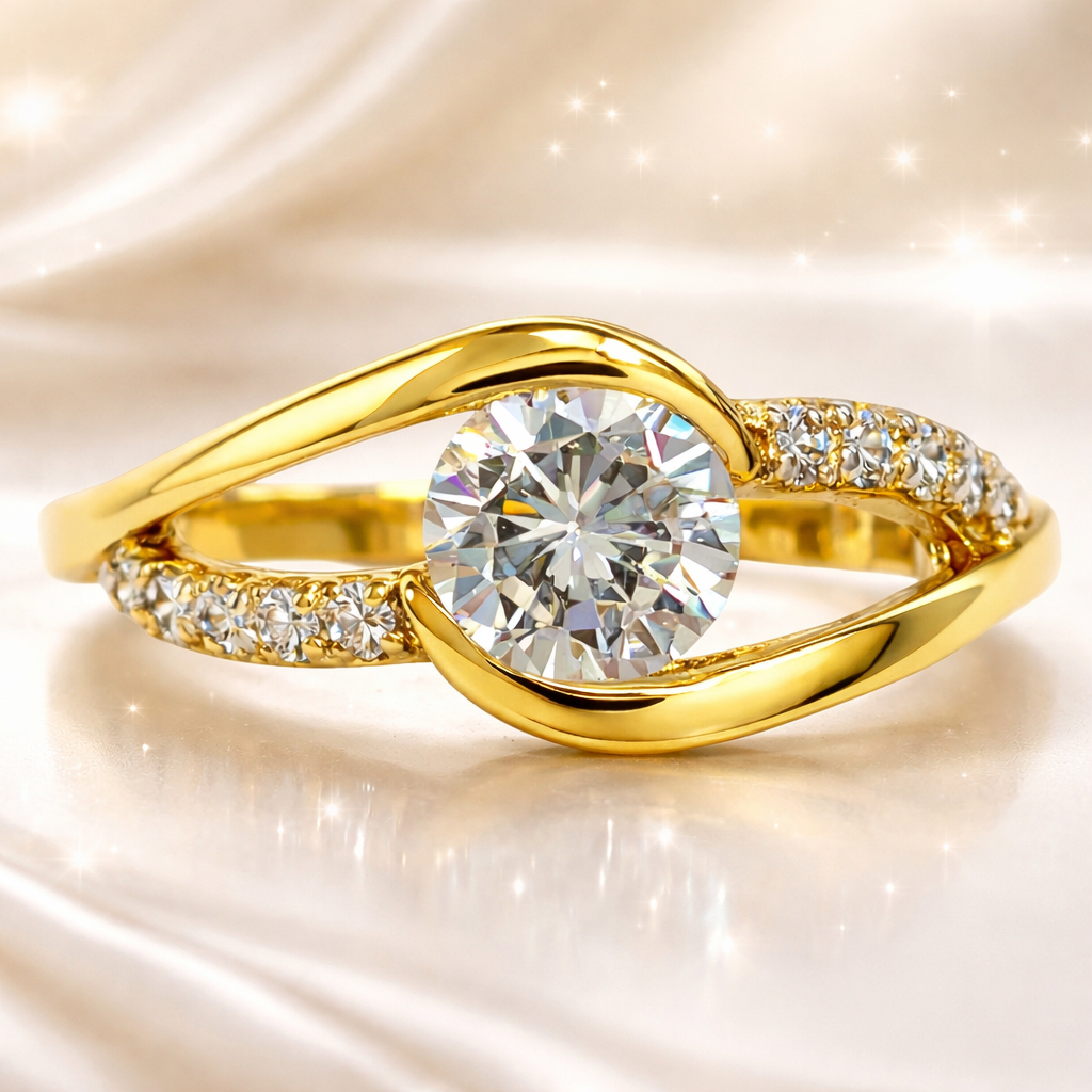 Bague Éclat – Plaqué Or 18 Carats & Zirconium