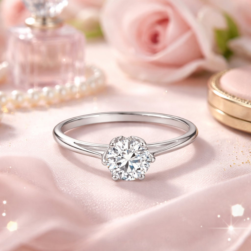 Bague Solitaire Zirconium 6 mm – Argent 925 Rhodié