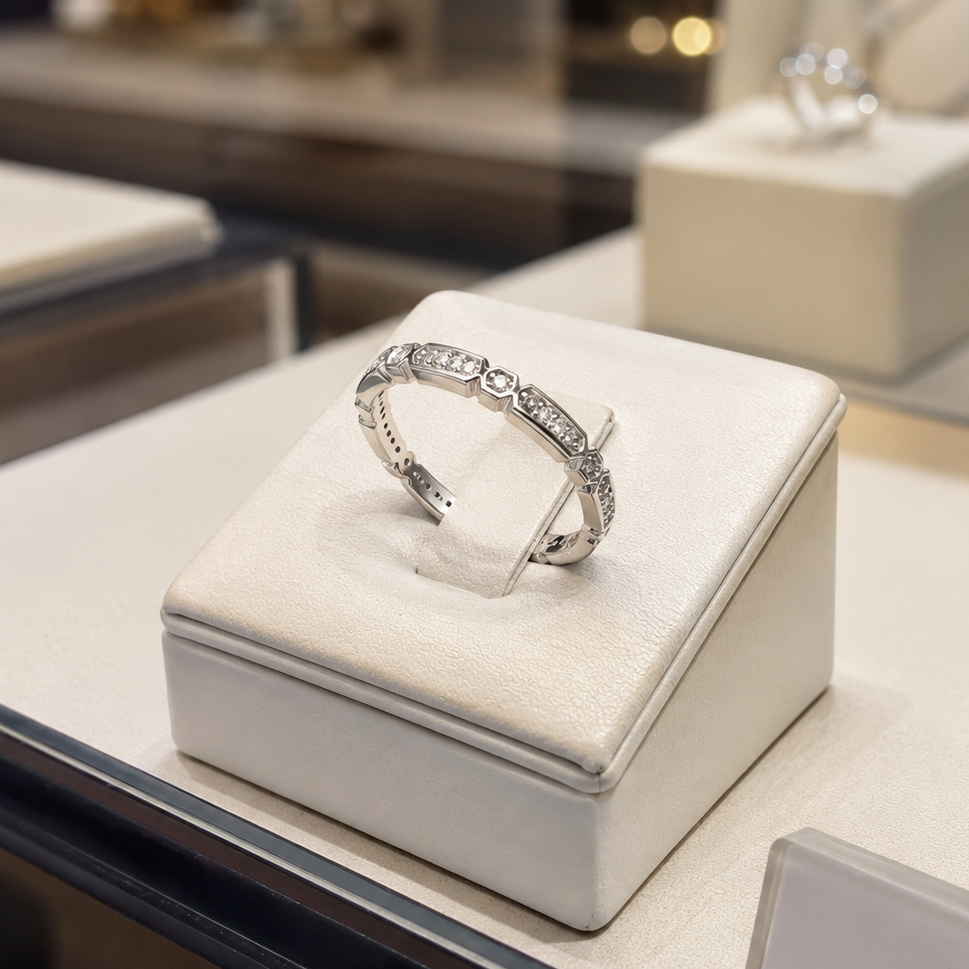 Bague Hexa Éclat – Argent 925 Rhodié & Zirconiums