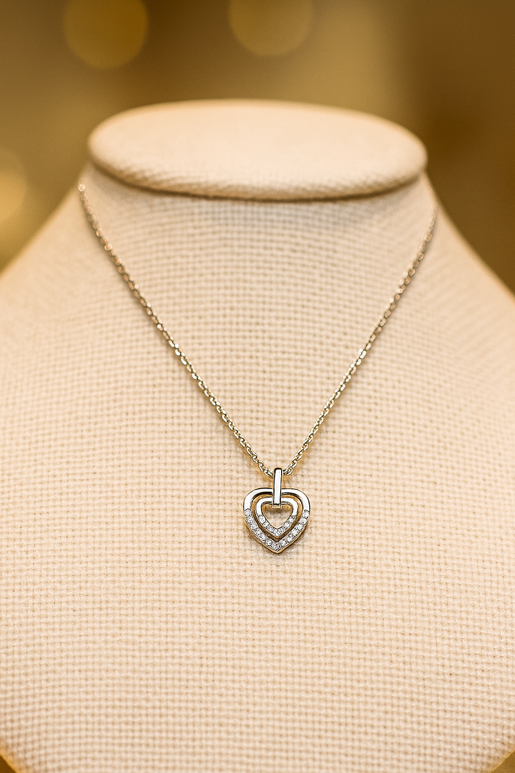 Collier Cœurs Entrelacés en Argent 925 Rhodié & Zirconium