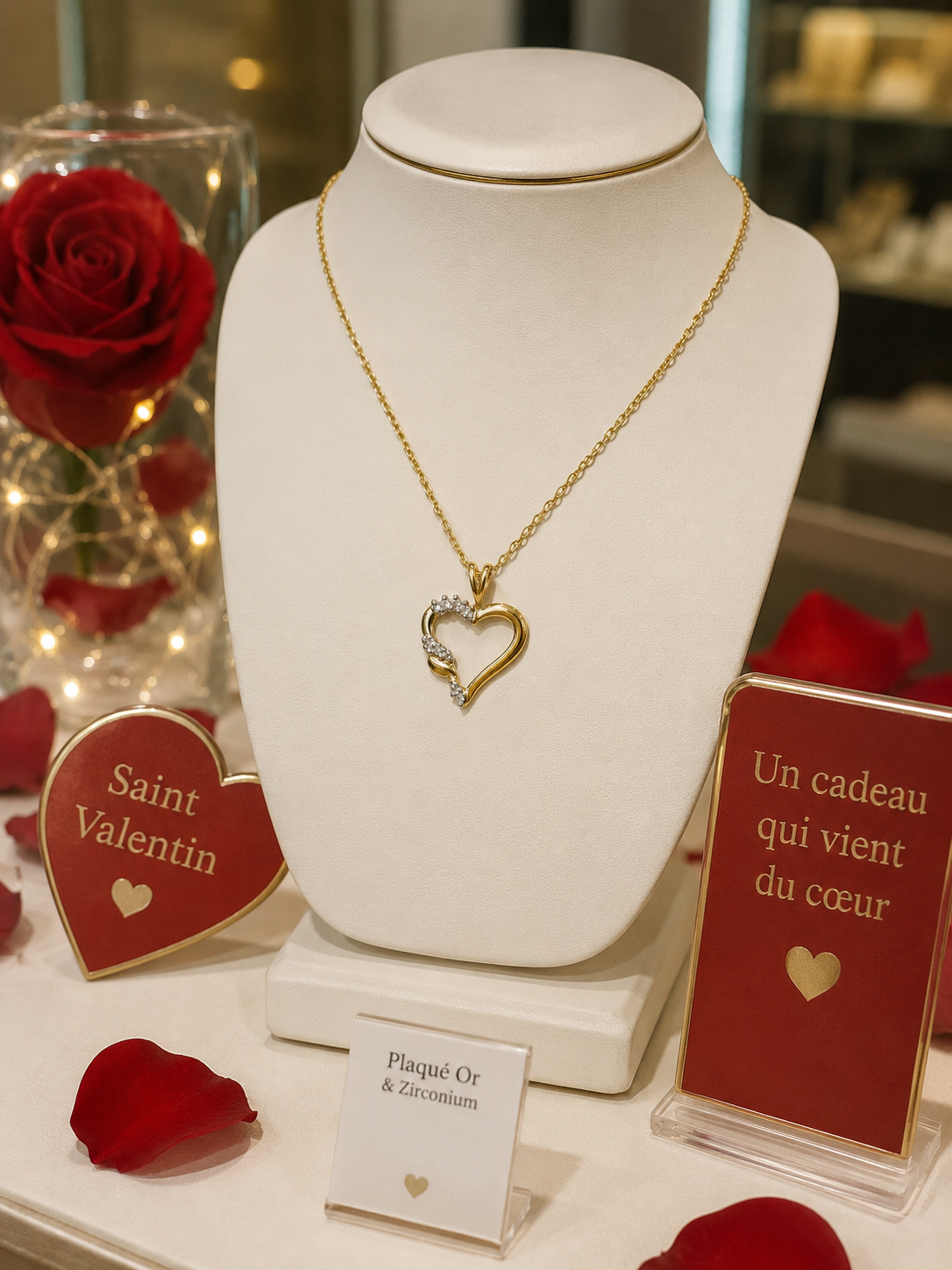 Collier Cœur Éclat – Plaqué Or Jaune 18 Carats & Zirconiums