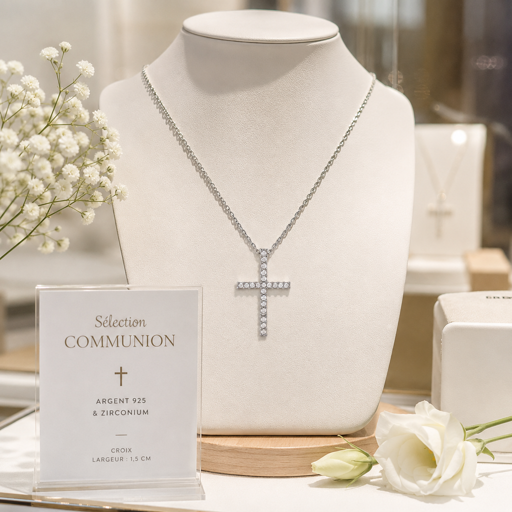 Collier Croix Orinae – Argent 925 Rhodié & Zirconiums