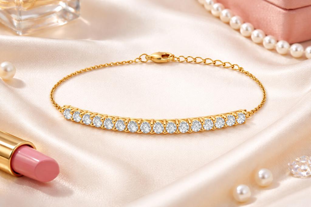 Bracelet Plaqué Or 18 Carats & Zirconiums