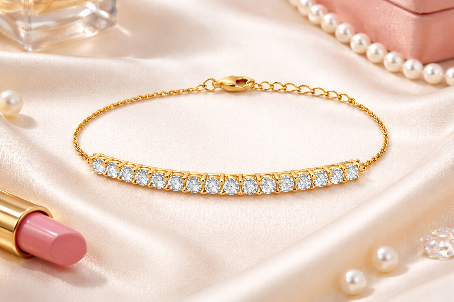 Bracelet Plaqué Or 18 Carats & Zirconiums