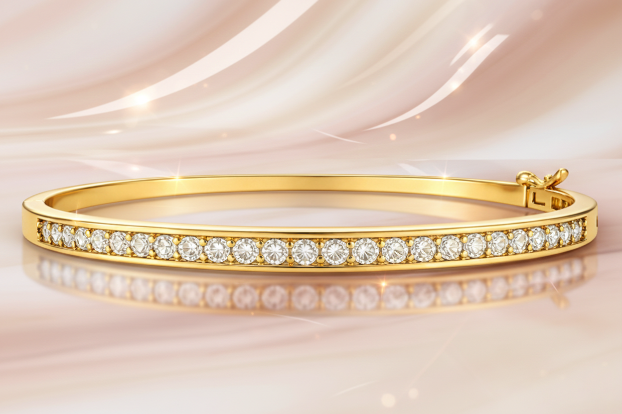 Bracelet Jonc Luxuria – Plaqué Or 18 Carats & Zirconium