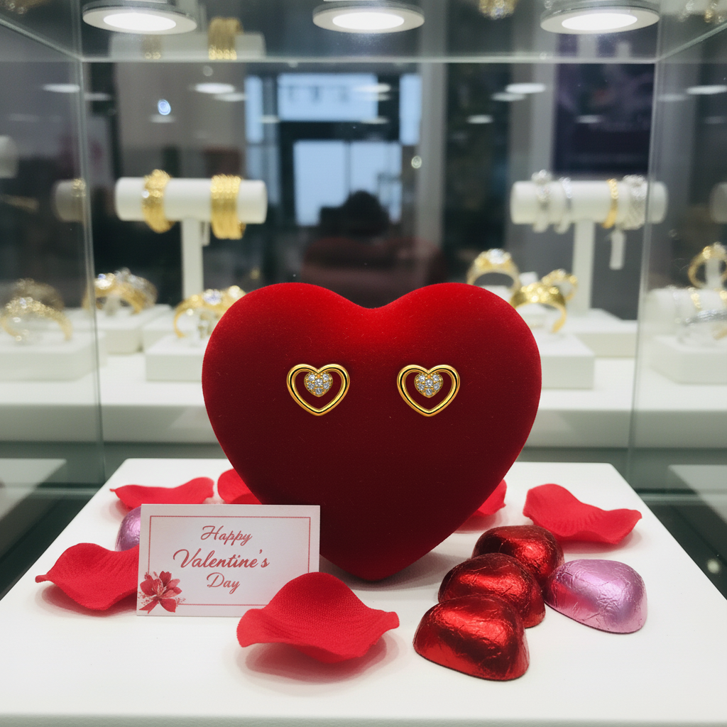 Boucles d’oreilles Cœur – Plaqué Or 18 Carats & Zirconium