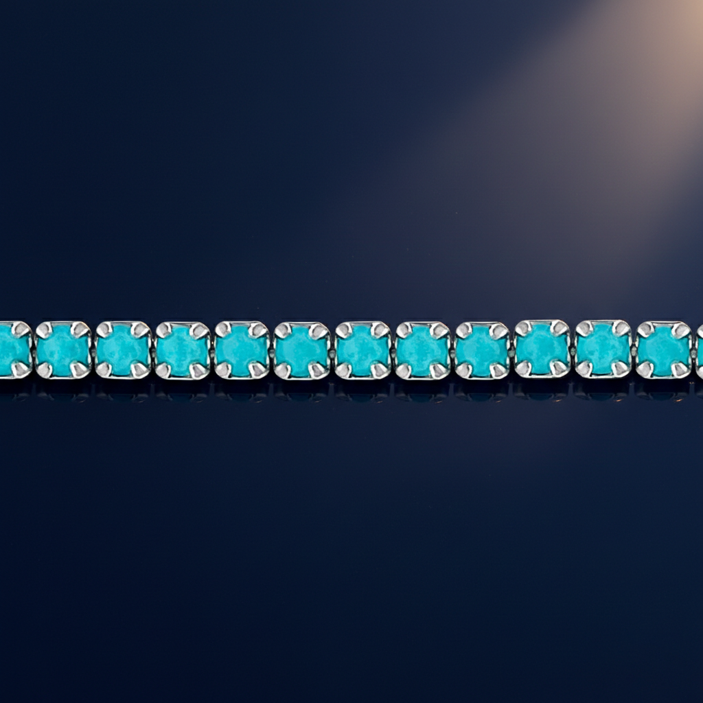Bracelet en argent 925 rhodié & imitation turquoise